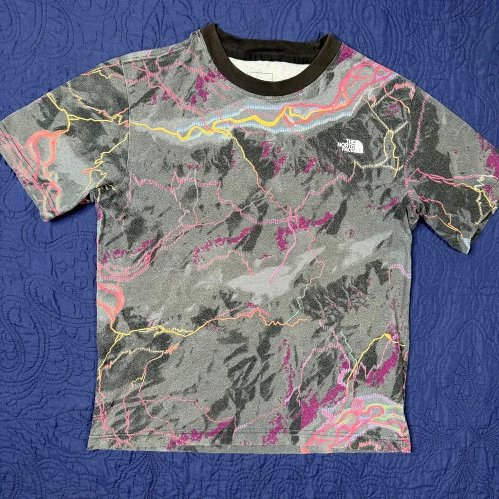 The North Face Mens Small Gray Heather Graphic Logo Short Sleeve T-Shirt Tee